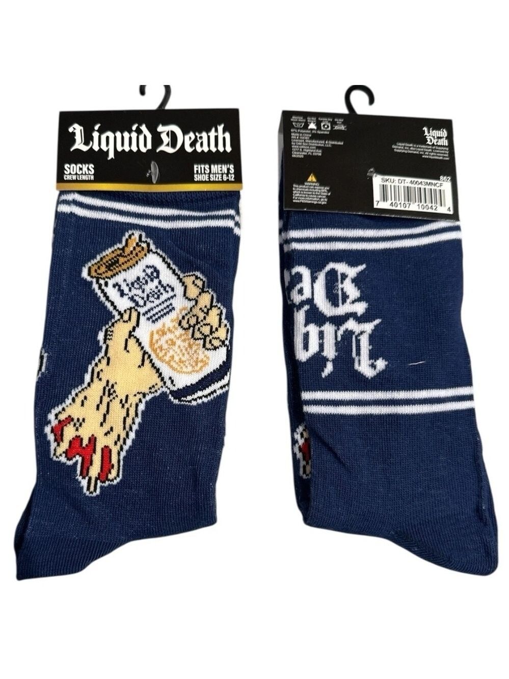 4 /$25 Liquid Death Novelty Crew Socks Mens Crazy Socks Stocking Stuffer